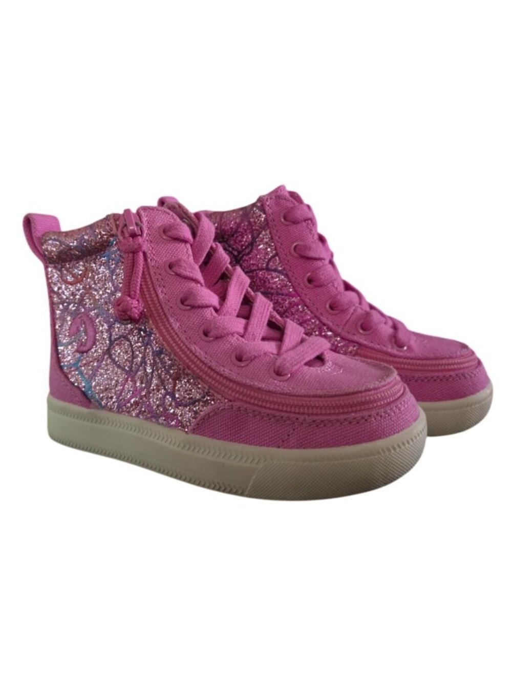 Billy Classic High Top Sneakers Toddler Girls Size 8M Pink Glitter Zip Lace.